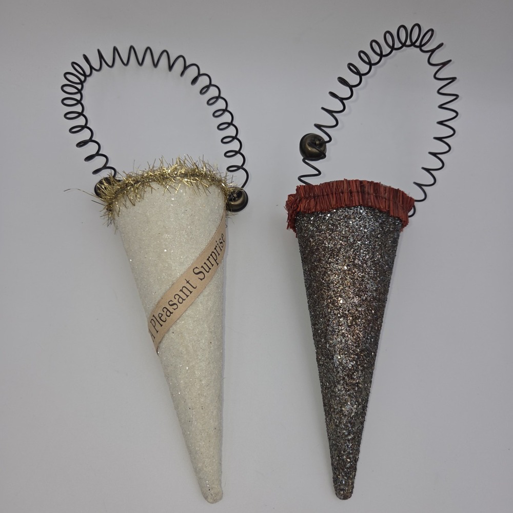 Vintage Wendy Addison Glitter Gift Cone "A Pleasant Surprise" Ornament